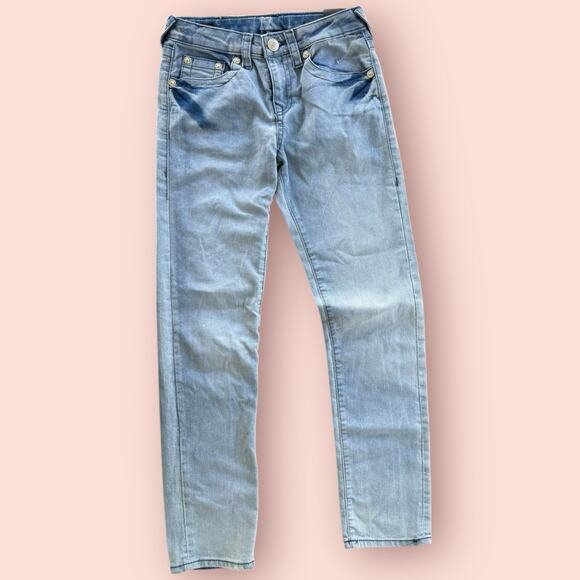 True Religion Boys Jeans Geno Relaxed Slim Size 12 Adjustable Waist Light Wash - Picture 1 of 4